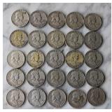1949 Franklin Half Dollars 25 Coin Lot