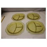Amber Depression Glass Madrid Divider Plates