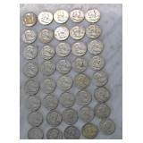 1940 to 1945 Franklin Half Dollar 40 Coin Lot