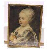 Vintage framed Pprint of "Baby Stuart," 9.5" x 13"