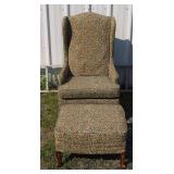 Vintage Wing Back Chair & Ottoman