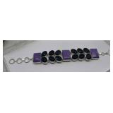 Sterling Silver Charoite Blue Stone Bracelet