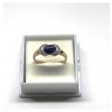 10K Gold Synthetic Star Sapphire Diamond Ring