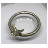 Vintage Glass Metal Vanity Ring Rest