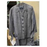 vintage gray nubby fabric skirt suit set
