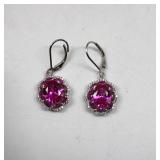 Sterling Silver 925 Sapphire Diamond Earrings
