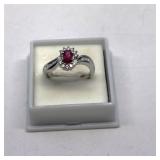 14K White Gold Pink Tourmoline Diamond Ring