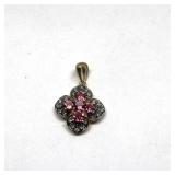 10K Gold Pink Sapphire Diamond accent Pendant