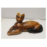 Vintage Hand Carved Wood Cat