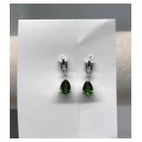 10K Gold Diopside Diamond Earrings