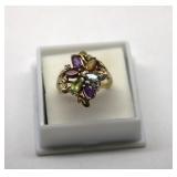 10K Gold Gemstone & Diamond Ring