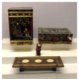 Vintage Asian Tins & Candles Lot