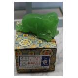 Vintage Jade Elephant w Original Box