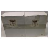 New Metal & Glass Candlabra Red Glass set 2