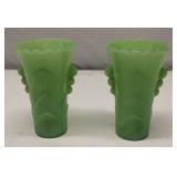 GREEN JADEITE Glass Art Deco Flower Vase