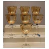 Marigold carnival glass wine goblets