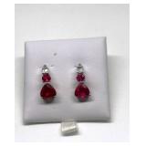 Vintage 10K White Gold Ruby Earrings