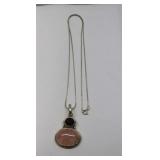 Sterling Silver Necklace Rose Quartz Pendant