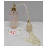 Pink Iridescent Art Glass Perfume Bottle Atomizer