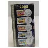 2008 50 State Quarters coins and matching Stamps