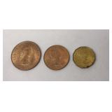 British bronze halfpenny & other Coins