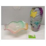 Murano & Franko Art Glass Bowl & Vase
