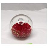 Vintage Art Glass Signed Paperweight 4" R