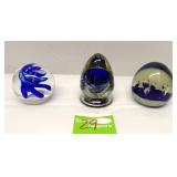 Vintage Art Glass Paperweight set 3