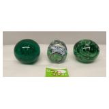 Vintage Art Glass Paperweights 3" set of 3