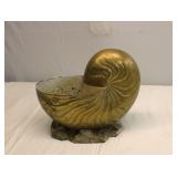 Vintage Heavy Brass Shell Planter