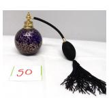 Art Glass Cobalt Blue Gold Perfume Bottle Atomizer