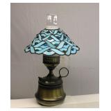 Vintage Brass Stain Glass Shade Lamp