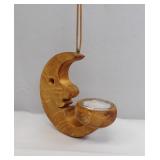 Handcrafted wooden crescent moon tea light