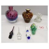 Blown Glass Assorted Perfume Botles & Stoppers Lot