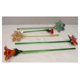 Blown Art Glass Flowers Lot of 5