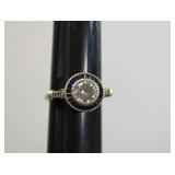 Vintage Sterling Silver Topaz CZ Ring