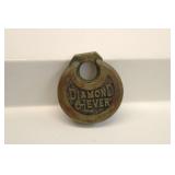 Antique Diamond 6 Lever Brass Padlock 1895