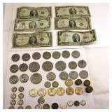 Vintage US Silver Coins Bills & Misc Lot