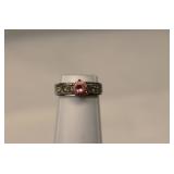 Vintage Sterling Silver Pink Stone Ring
