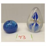 Vintage Art Glass Paperweights set of 2