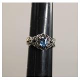 Vintage Sterling Silver Topaz Sapphire Ring