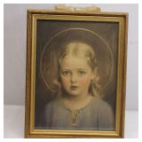 Vintage print depicts Mary Most Holy as a child