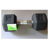 20 lb rubber-encased hexagonal dumbbell