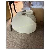 Vintage Round Hard Side Hat Box / Travel Train Cae