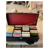 Vintage 8-Track Tapes in Carrying Case, 24 plus