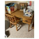 Vintage Maple Student Writing Desk with Chair