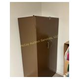 Vintage Brown Metal 2-Door Wardrobe Cabinet