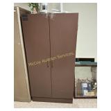 Vintage Brown Metal 2-Door Wardrobe Cabinet