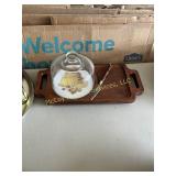 Cheese tray dome and knife