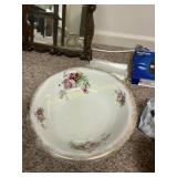 Antique Floral Transferware Wash Bowl and Pitcher